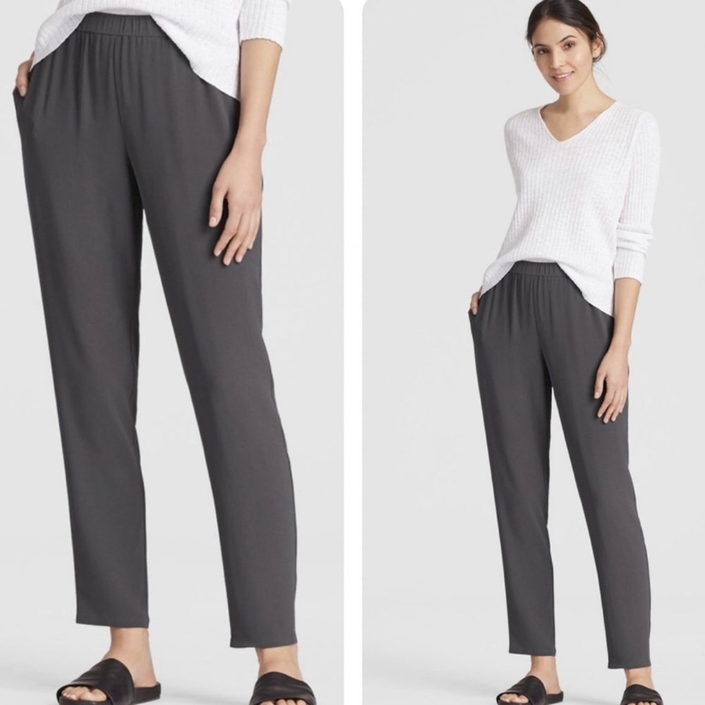 Eileen Fisher Silk Georgette Slouchy Ankle Pants